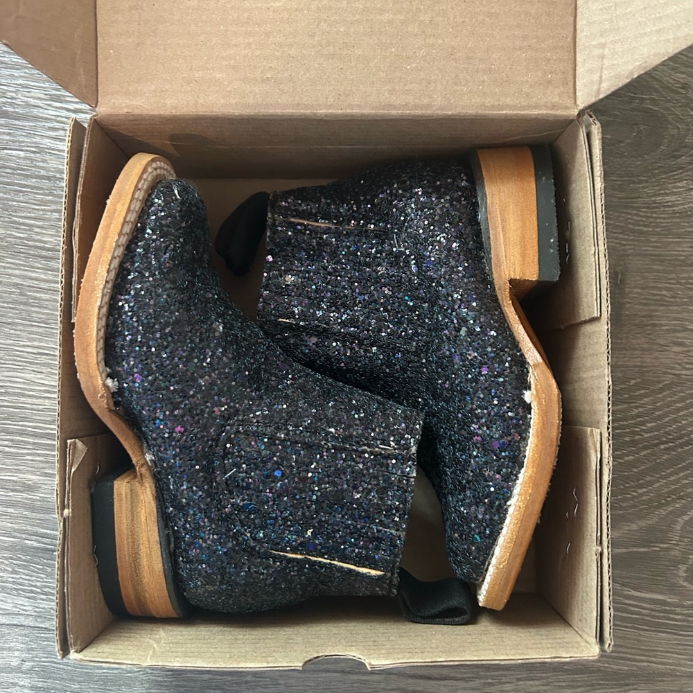 Girls ankle glitter cowgirl boots